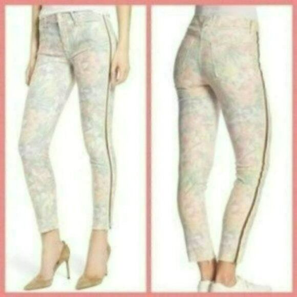 NWT MSRP $295 MOTHER The Looker Floral Frayed Ankle Jeans - Picture 3 of 13